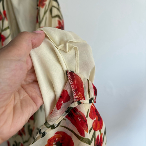 Aritzia LittleMoon Floral Jumpsuit Sleeveless Cross Front Open Back Wide-Leg Sz2 - Picture 8 of 14